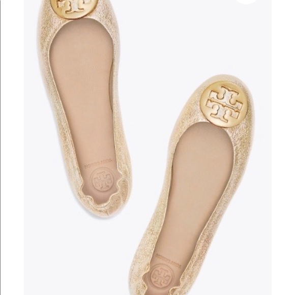 Tory Burch Minnie Travel Ballet Flats Spark Gold - Picture 3 of 9